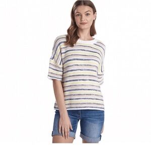 Barbour Womens Harbourside Sweater in Multi Stripe Half
Sleeve Top